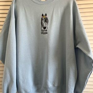 HORSE HIPPIE Hanes Light Blue Crewneck Sweater